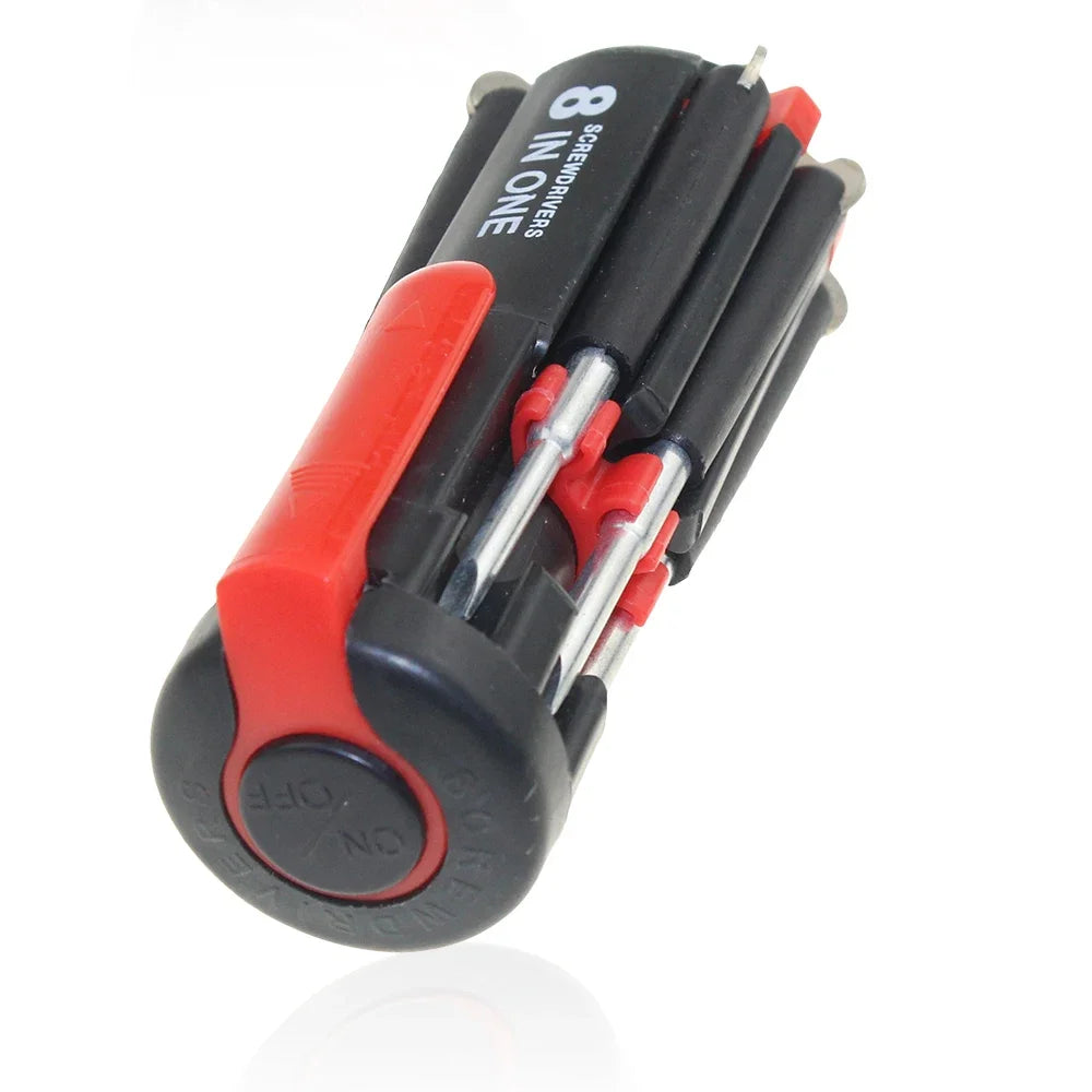 8-in-1 Precision Screwdriver Set with LED Light - Versatile Folding Multitool for Household Repairs and Garage Projects