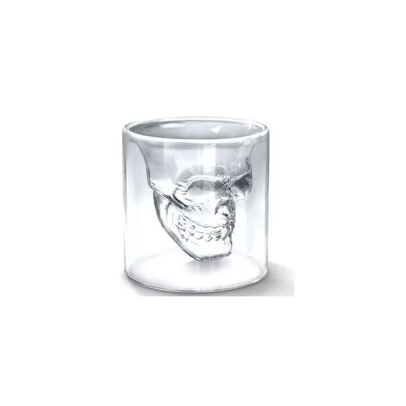 Double-Layered Transparent Skull Head Coffee Mug - Crystal Glass Cup for Whiskey, Wine, Vodka, and Beer