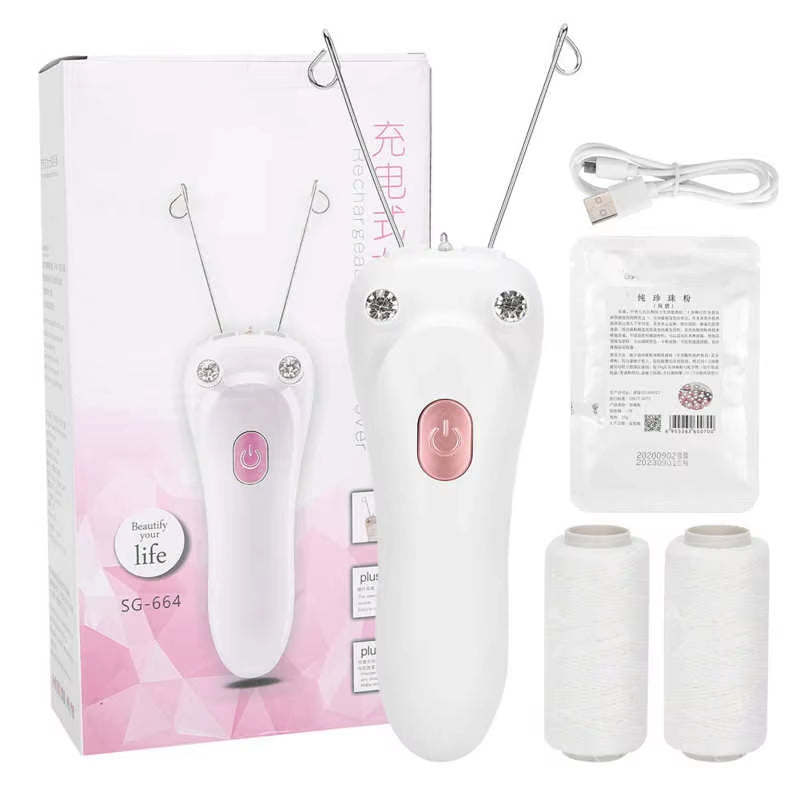 Electric Cotton Thread Epilator - USB Rechargeable Facial & Body Hair Removal Device