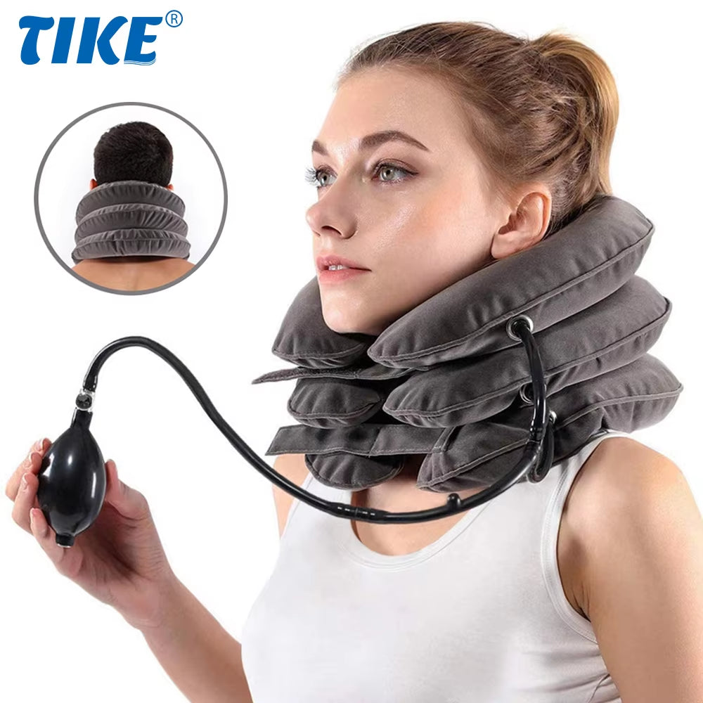 Ultimate Cervical Neck Traction Device - Inflatable Neck Stretcher for Chronic Pain Relief & Shoulder Alignment at Home