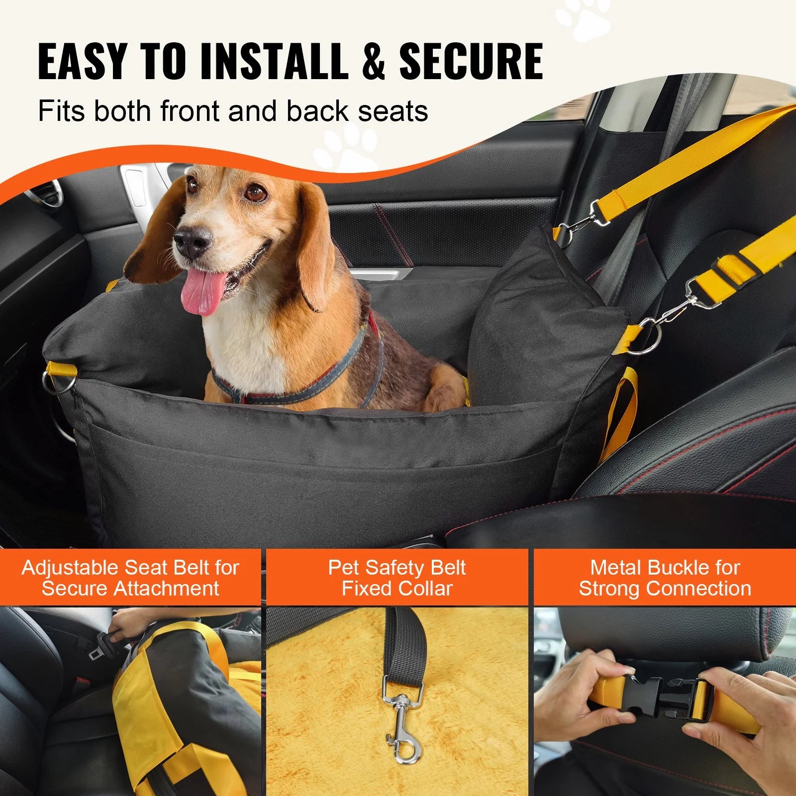 VEVOR Pup-Topper: The Ultimate Doggo Throne for Tiny Furballs under 25 Lbs - Adjustable “Backseat Driver” Included!