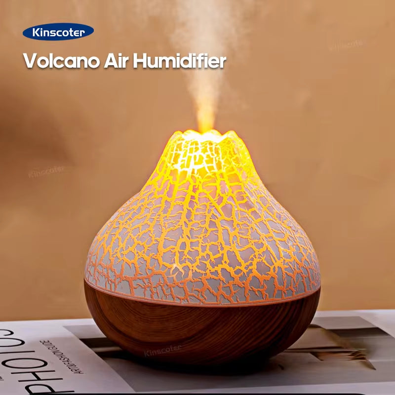 300ml Volcano Air Humidifier - USB Electric Mist Diffuser & Purifier with 7 Color Night Light