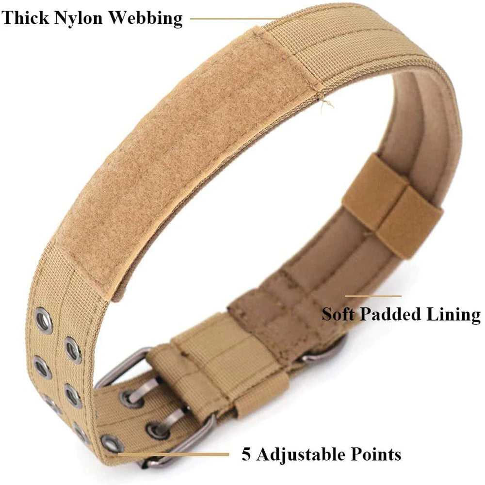 Heavy Duty 2" Wide Tactical Nylon Dog Collar for Large Breeds - K9 Military Style with Durable Metal Buckle