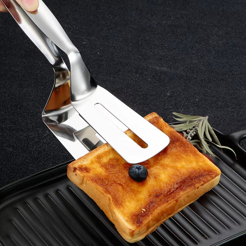 Multifunctional Stainless Steel Tongs - Perfect for Steak, BBQ, Pancakes, Pizza, Fish & More!