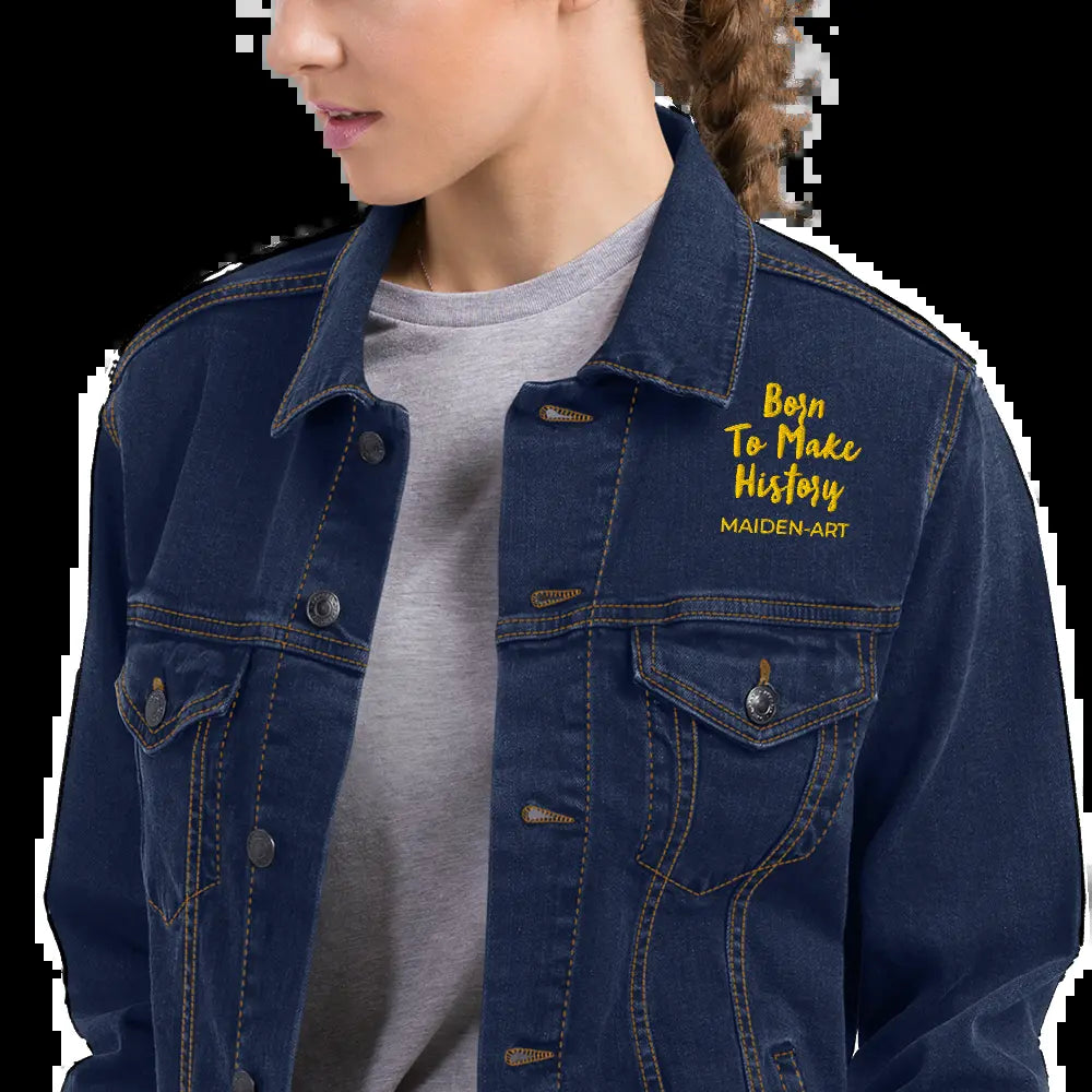 Rebel Denim Jacket with Luxe Gold Threading - Embrace Your Inner Nonconformist!