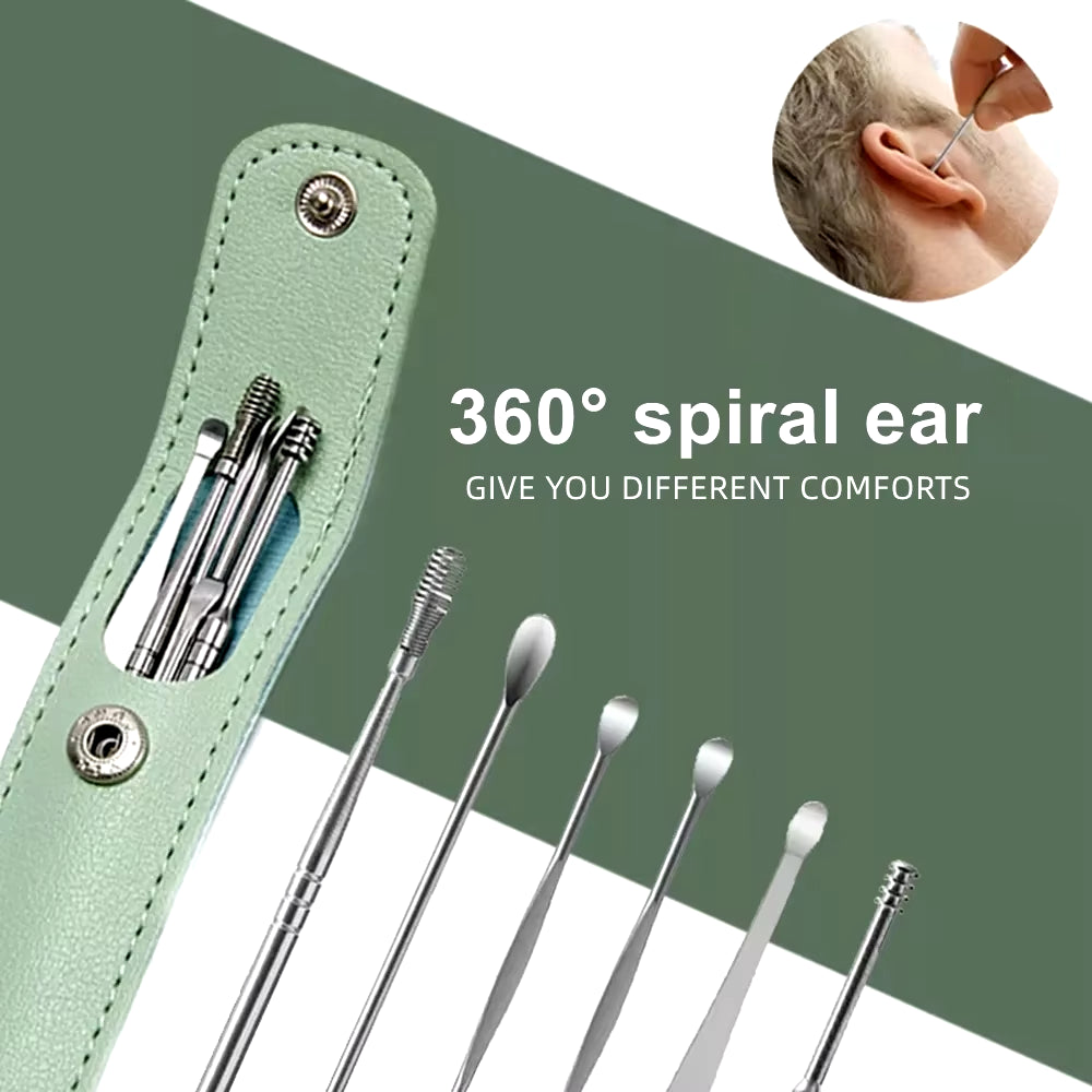 Ultimate 6-Piece Stainless Steel Ear Cleaner Set - Effective Ear Wax Removal & Piercing Kit for Perfect Ear Care