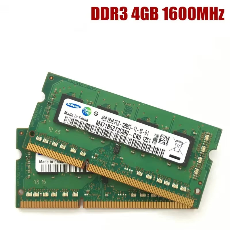 High-Performance Samsung DDR3 Laptop RAM - 1GB, 2GB, 4GB, 8GB Options, 1066/1333/1600 MHz, PC3/PC3L Compatible