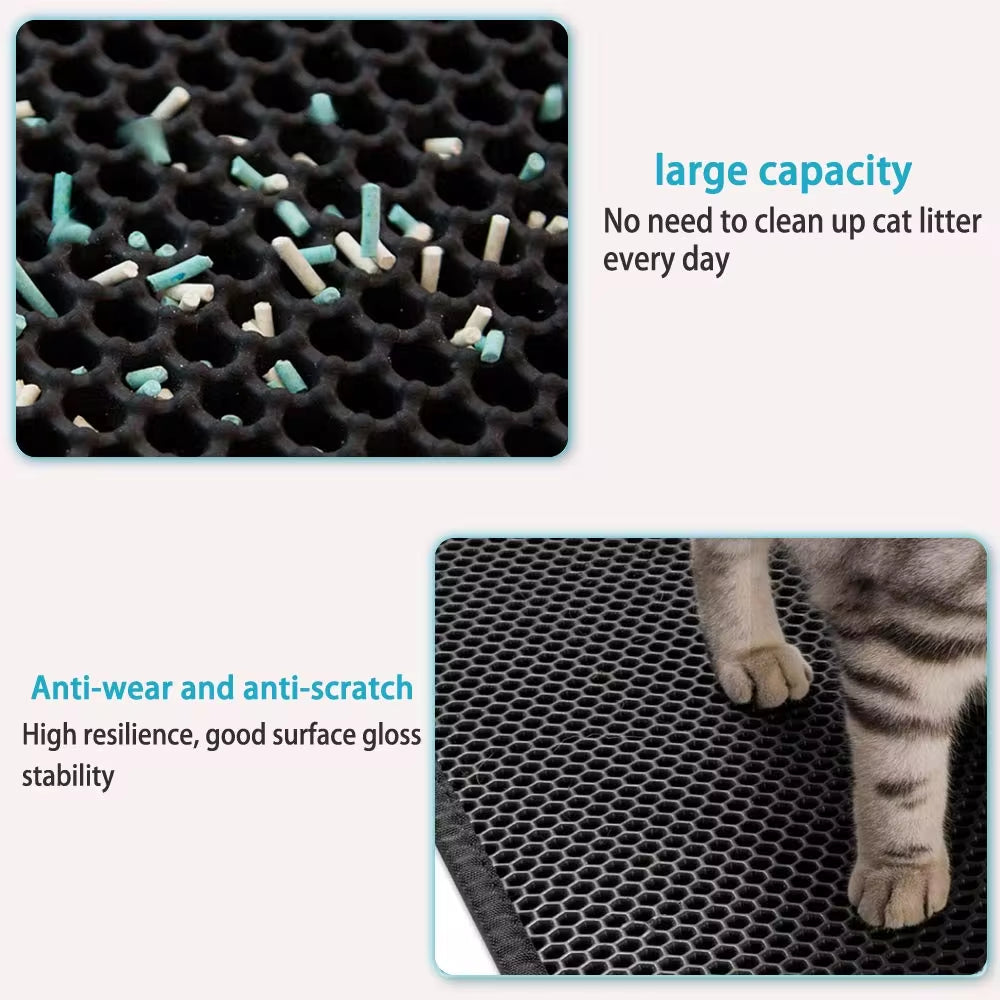 Double Layer Waterproof Cat Litter Mat - Non-Slip, Washable, and Easy to Clean with Bonus Gift!