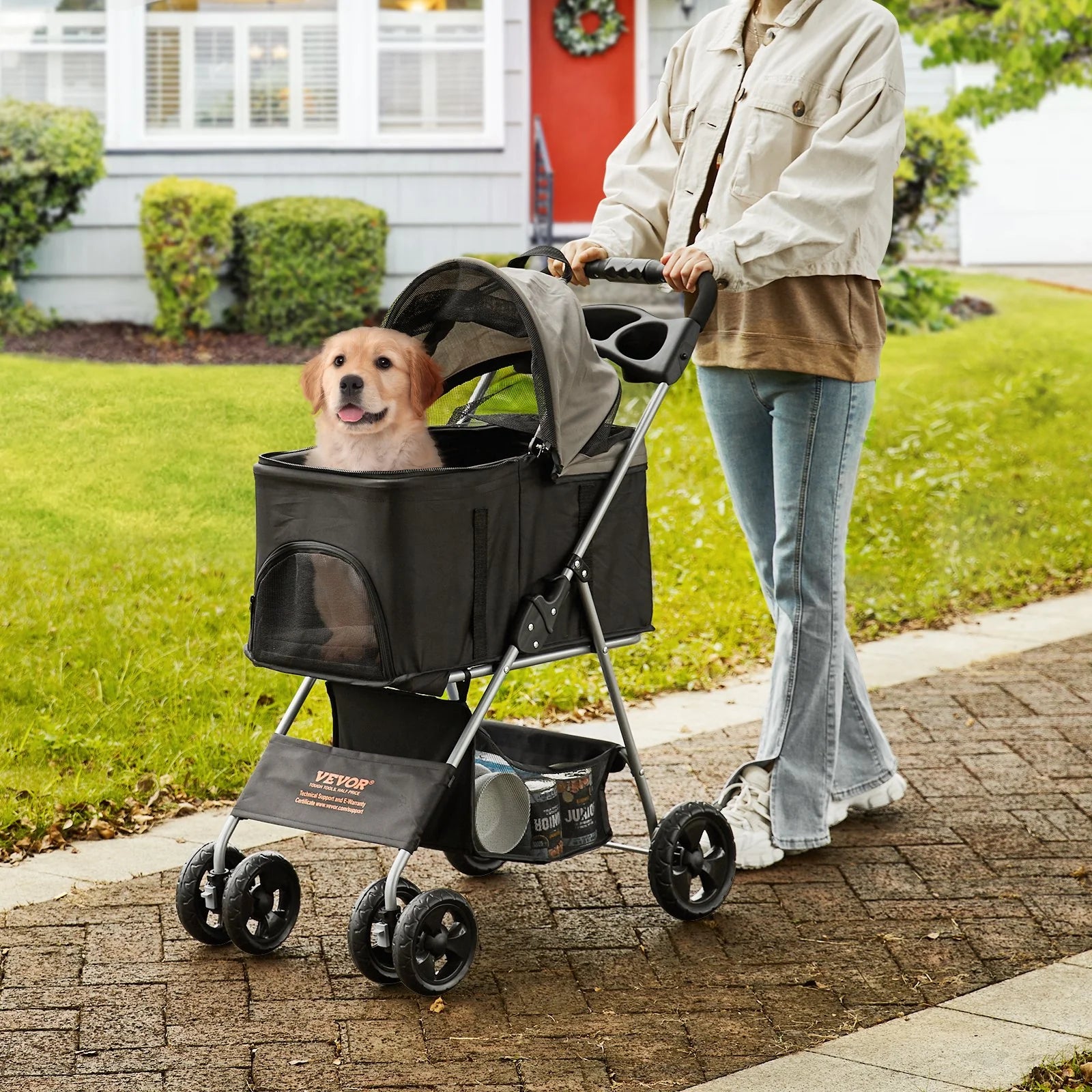 Paw-some Ride: The Luxury Doggie Chariot with Cup Holder for Stylish Pets!