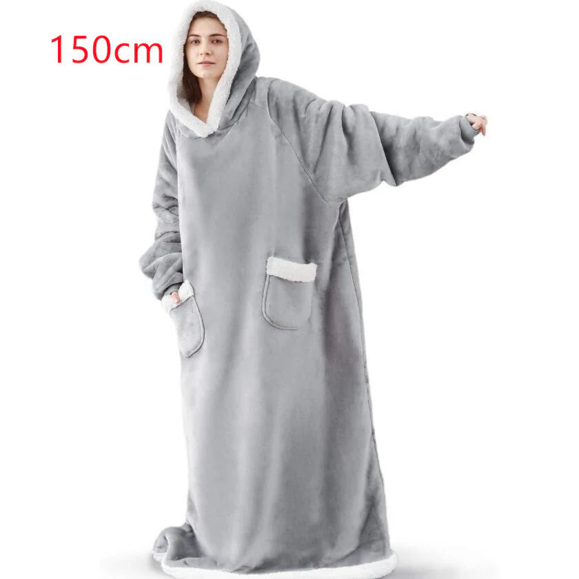 Cozy Oversized Winter Hoodie Blanket with Pockets for Men and Women