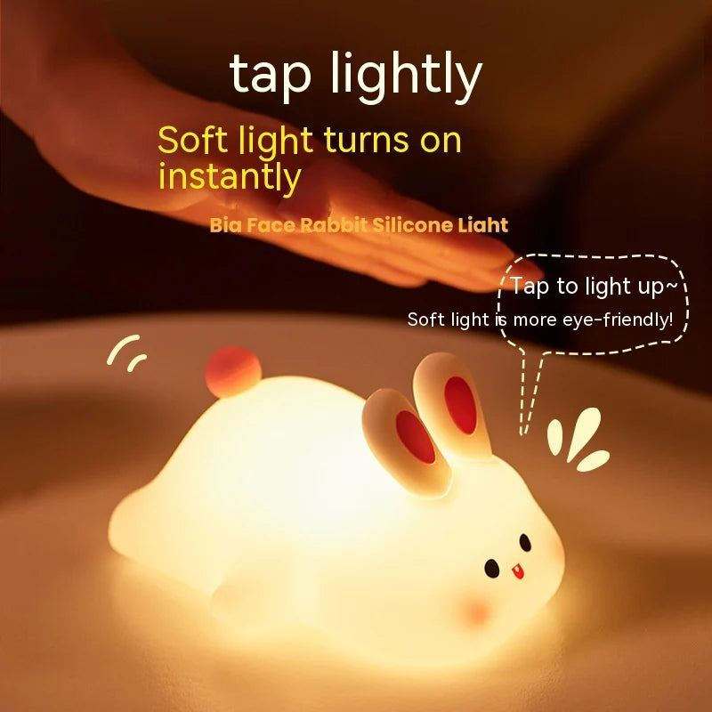 Hop Into Happiness with the Adorable Touch Sensor LED Rabbit Night Light - The Perfect Bedtime Buddy and Gift for Kids!