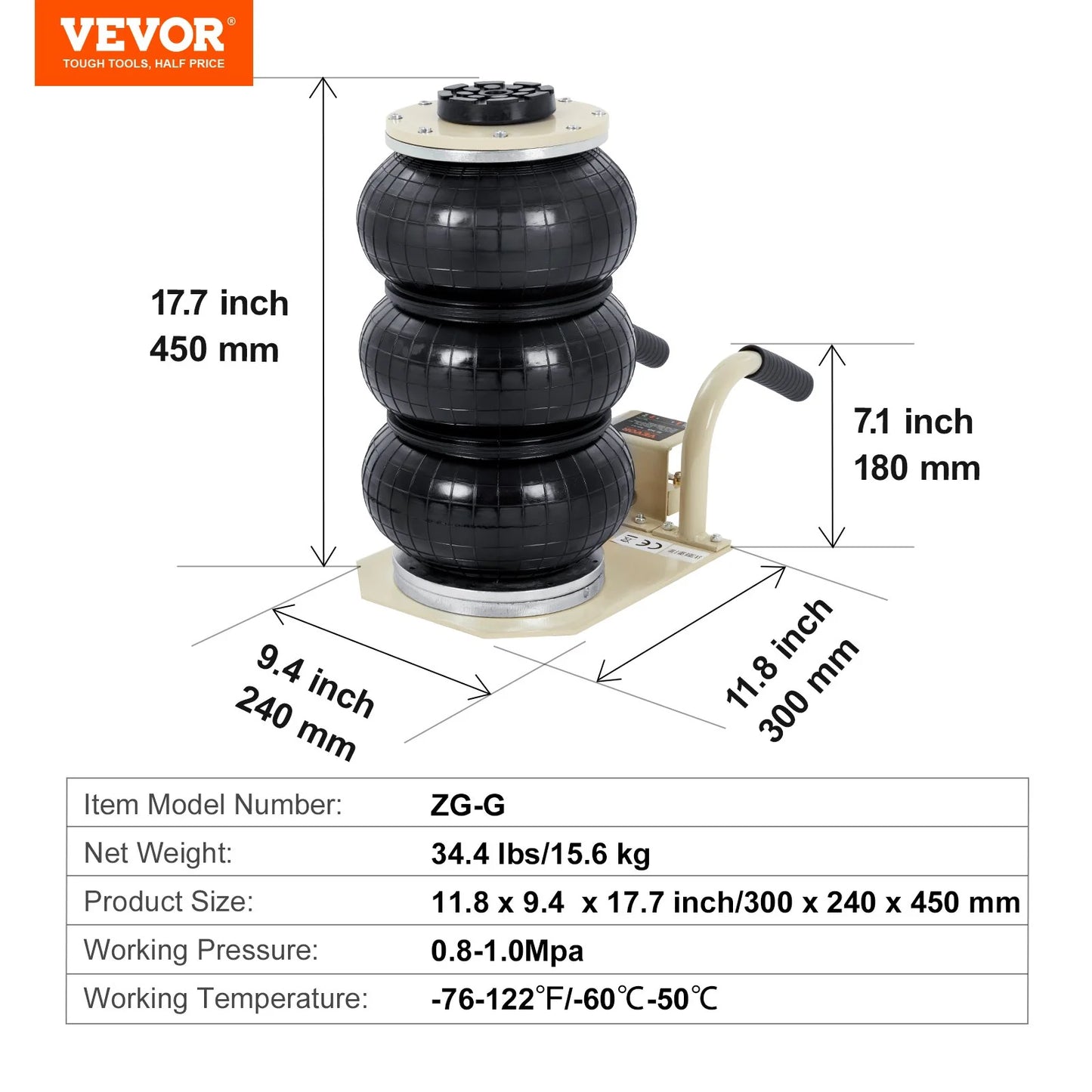 Bump your Ride into the Stratosphere with the VEVOR Triple Bag Air Jack: The 3-Ton Party Balloon for Your Car or SUV!