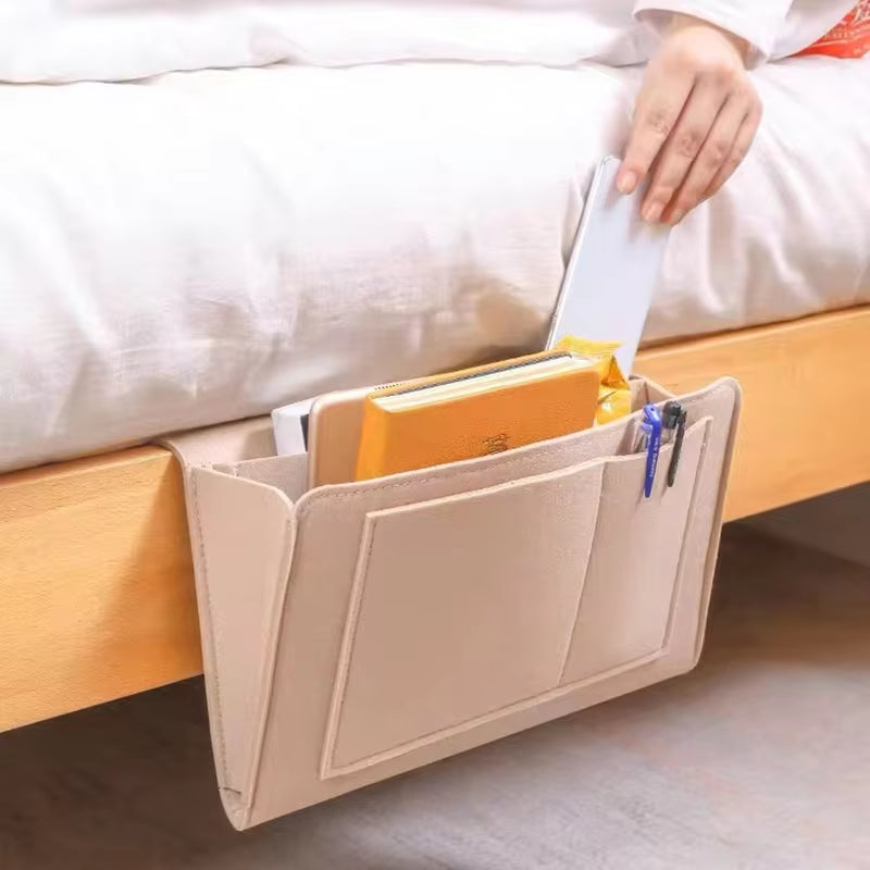 Stylish Felt Bedside Storage Organizer - Anti-Slip Hanging Pouch for Sofa and Bedside Convenience