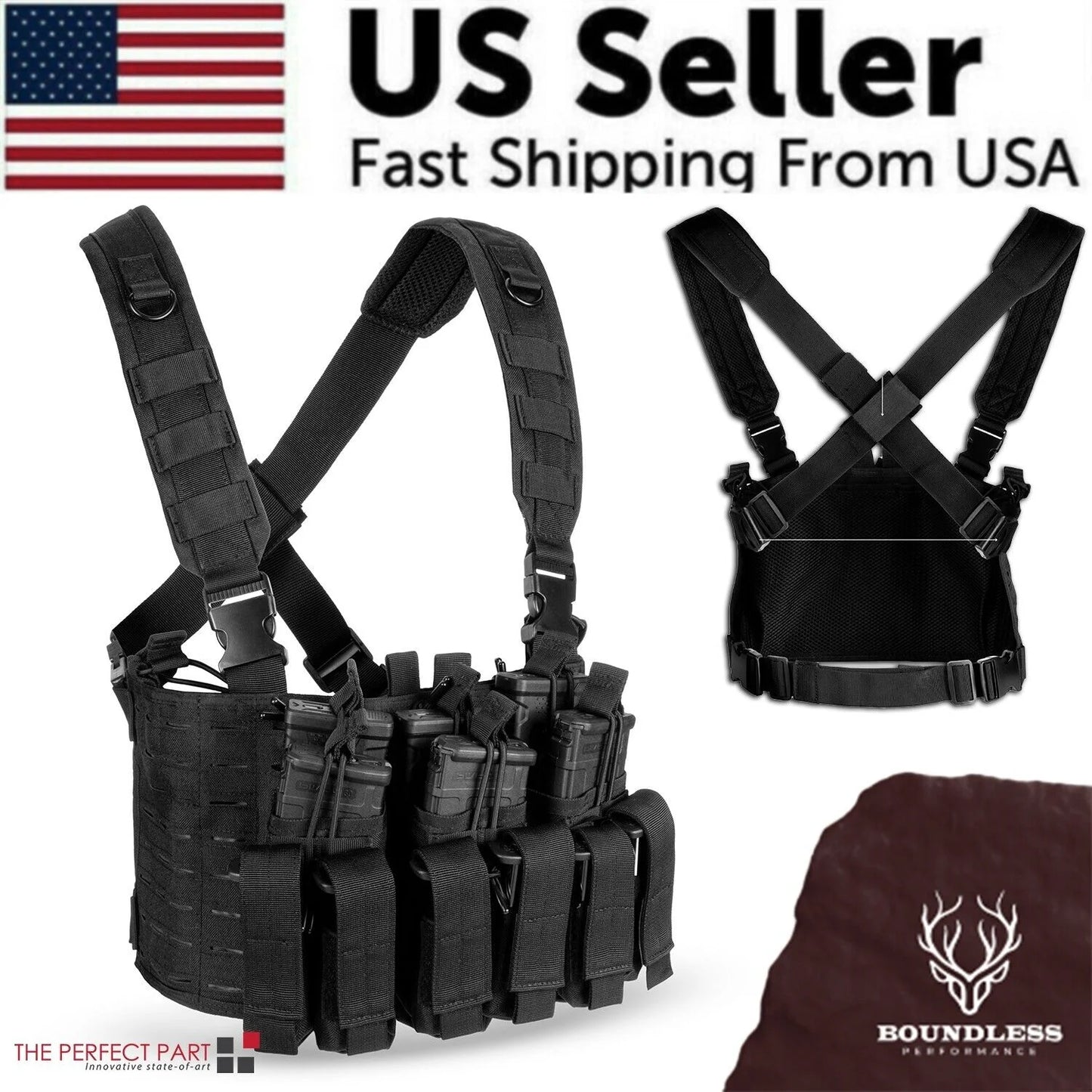 Tactical Chest Rig Vest with Kangaroo Magazine Pouch - Ultimate Military Recon Harness for Airsoft Enthusiasts