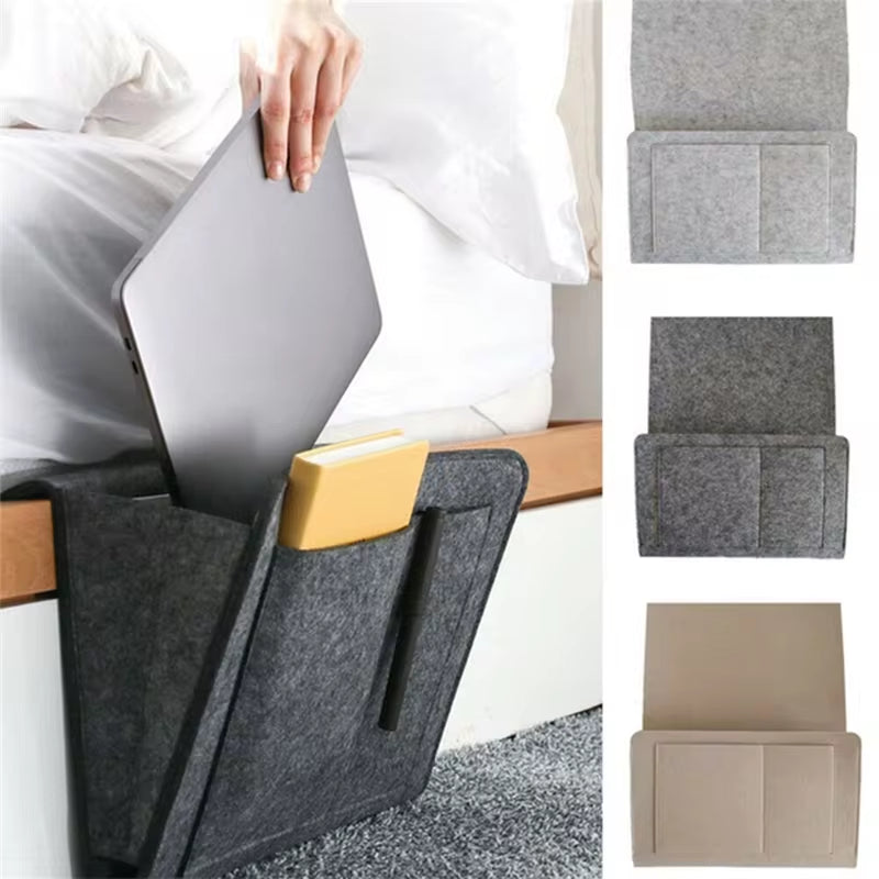 Stylish Felt Bedside Storage Organizer - Anti-Slip Hanging Pouch for Sofa and Bedside Convenience