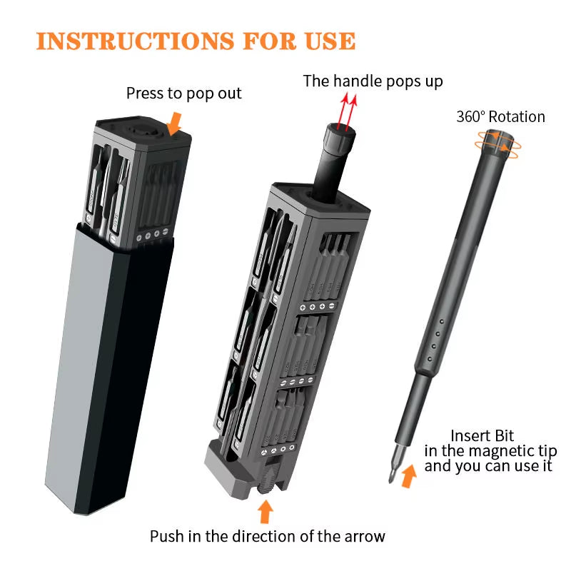 32-in-1 Magnetic Screwdriver Set with Torx & Hex Bits - Precision Repair Tool Kit for Phones & PCs