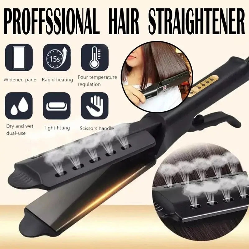 Versatile 2-in-1 Hair Straightener and Curler with Adjustable Temperature - Portable Design for Effortless Styling