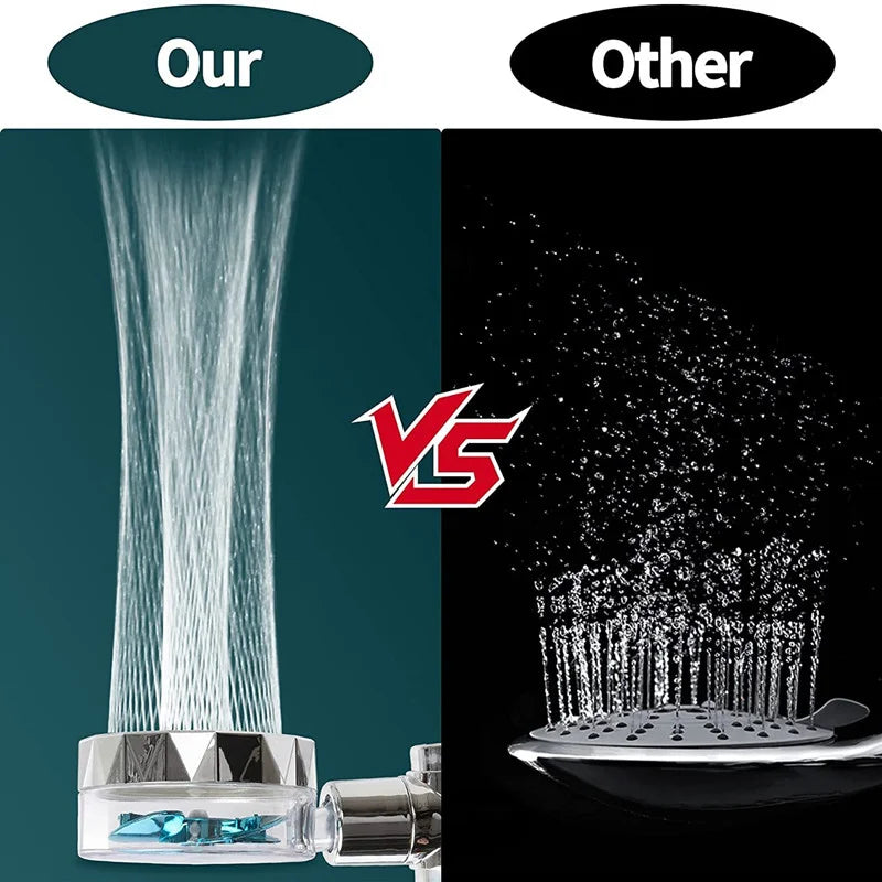 Get Ready to Shower Like a Pro with the High Pressure 360° Rotating Turbo Fan Shower Head - Water Saving Wonder for Your Bathroom!