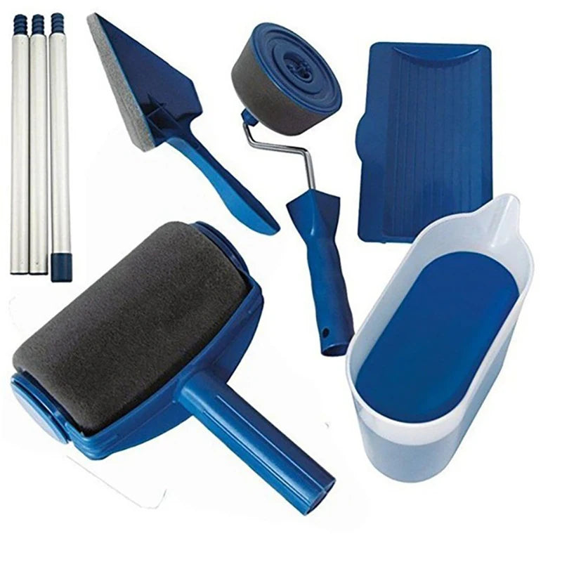 8-Piece Multifunctional Paint Roller Set with Corner Brushes - Easy DIY Wall Painting Tools for Home Improvement