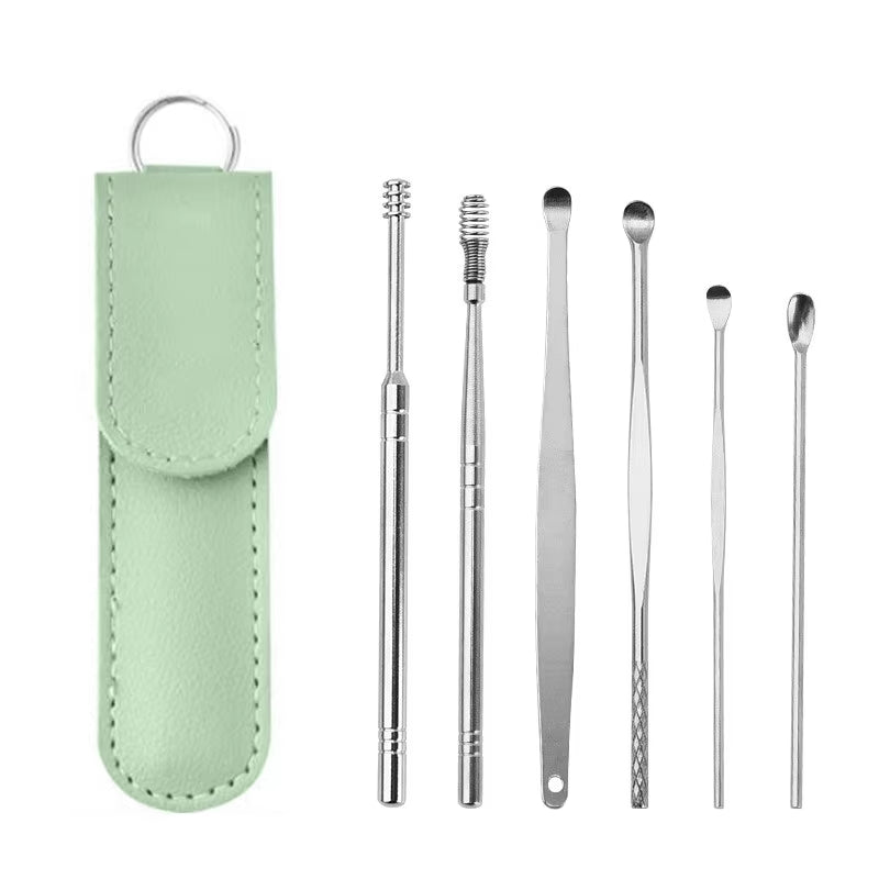 Ultimate 6-Piece Stainless Steel Ear Cleaner Set - Effective Ear Wax Removal & Piercing Kit for Perfect Ear Care