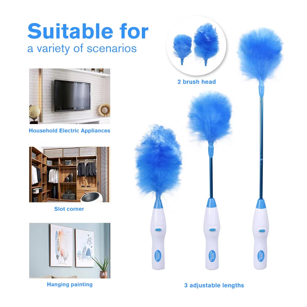 360° Rotatable Electric Feather Duster - Ultimate Dusting & Cleaning Tool for Home, Furniture, Windows & Carpets