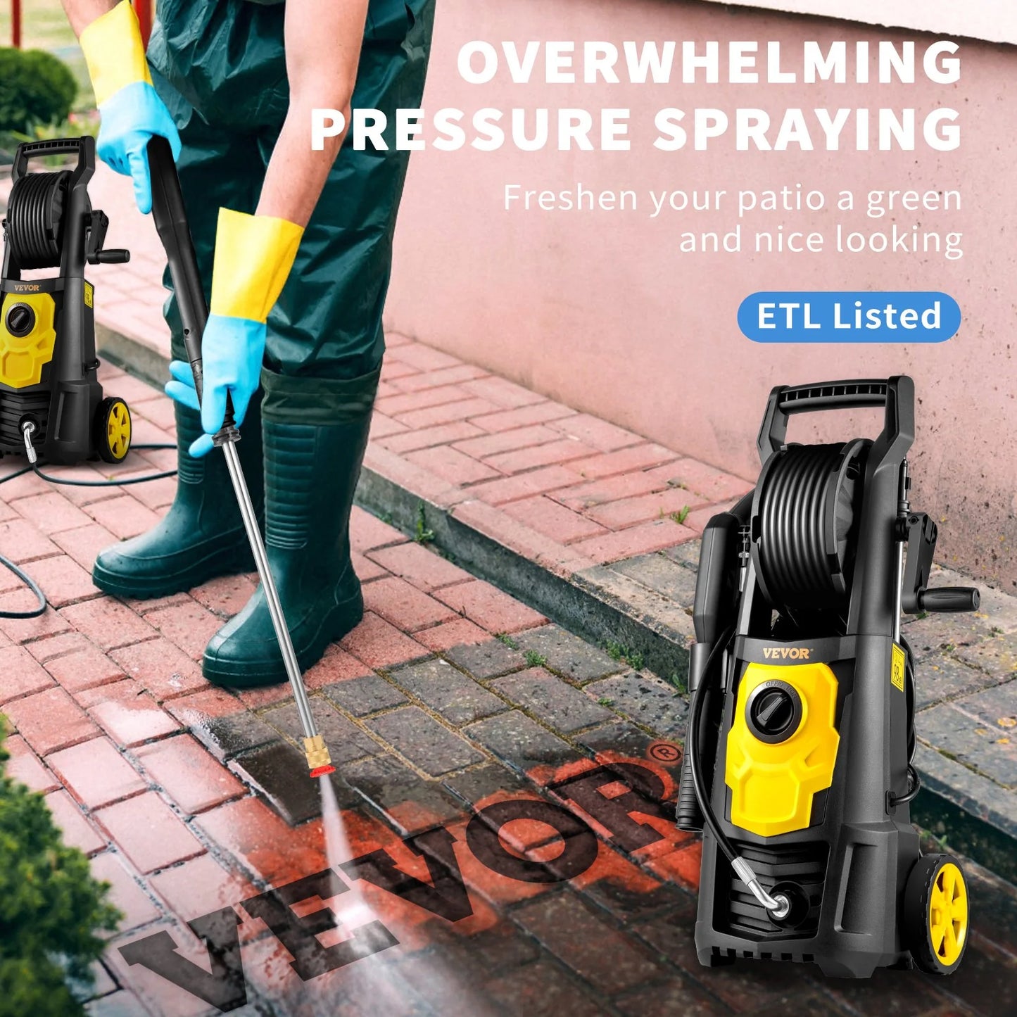 VEVOR 2000 PSI Pressure Washer - Ultimate Clean with Foam Cannon, 30 Ft Hose, and 5 Nozzle Variants for All Messy Adventures! ETL Approved for Serious Cleaners!