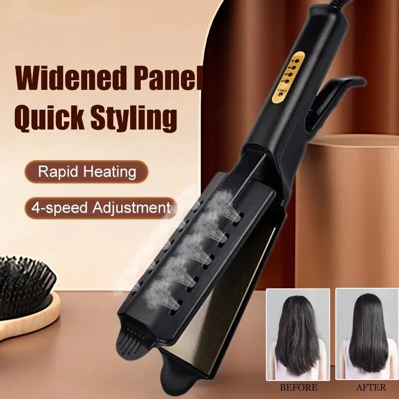 Versatile 2-in-1 Hair Straightener and Curler with Adjustable Temperature - Portable Design for Effortless Styling