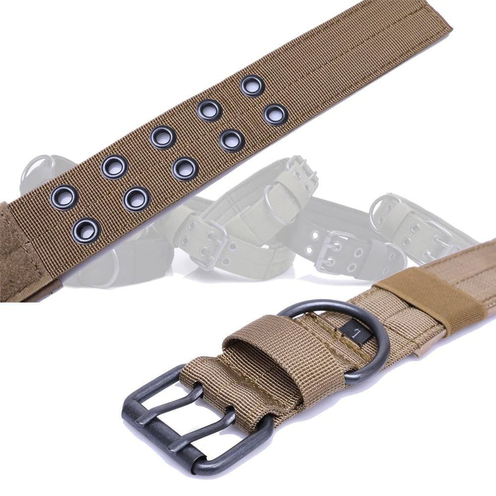 Heavy Duty 2" Wide Tactical Nylon Dog Collar for Large Breeds - K9 Military Style with Durable Metal Buckle