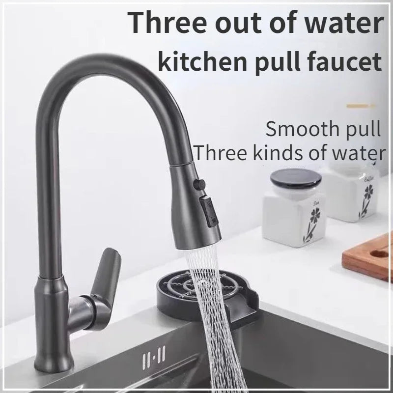 Transform Your Kitchen with the 3-Mode Stainless Steel Faucet - Effortless 360° Rotation, Splash-Proof Design, and Instant Water Control