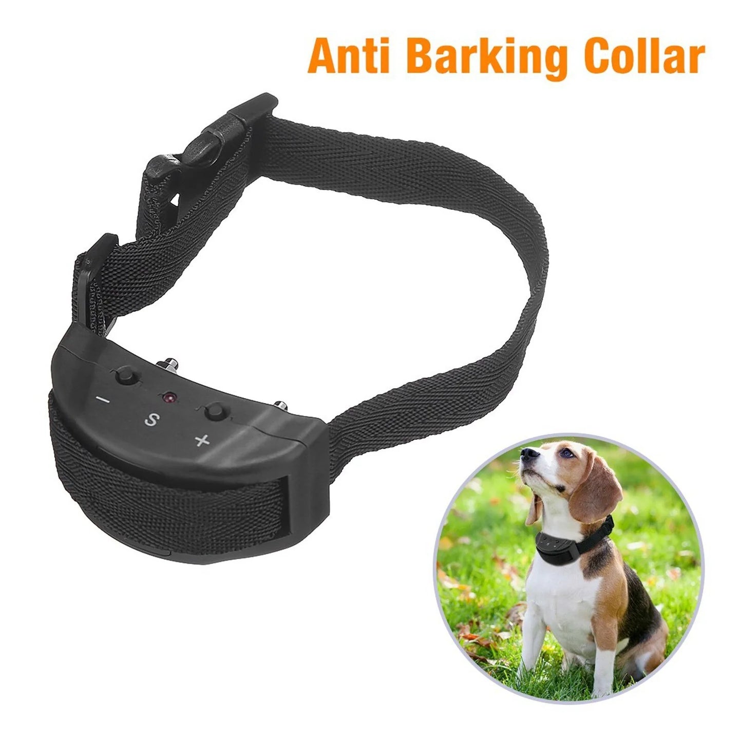 No-Bark Shock Control Collar - Adjustable Fit for All Dog Sizes: Large, Medium & Small