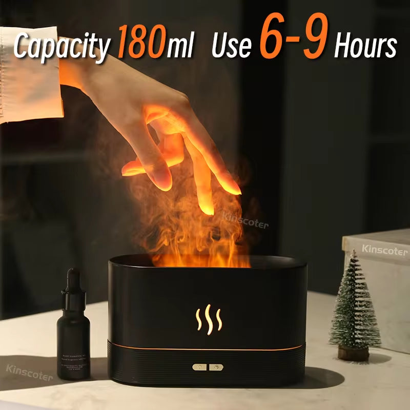 Ultrasonic Aroma Diffuser & Humidifier - LED Essential Oil Flame Lamp for Relaxing Cool Mist Ambiance