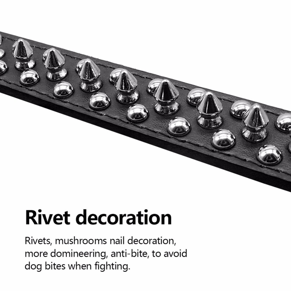 Stylish Spiked Studded Leather Dog Collar - Adjustable for Small to Large Pets, Perfect for Cats and Pit Bulls