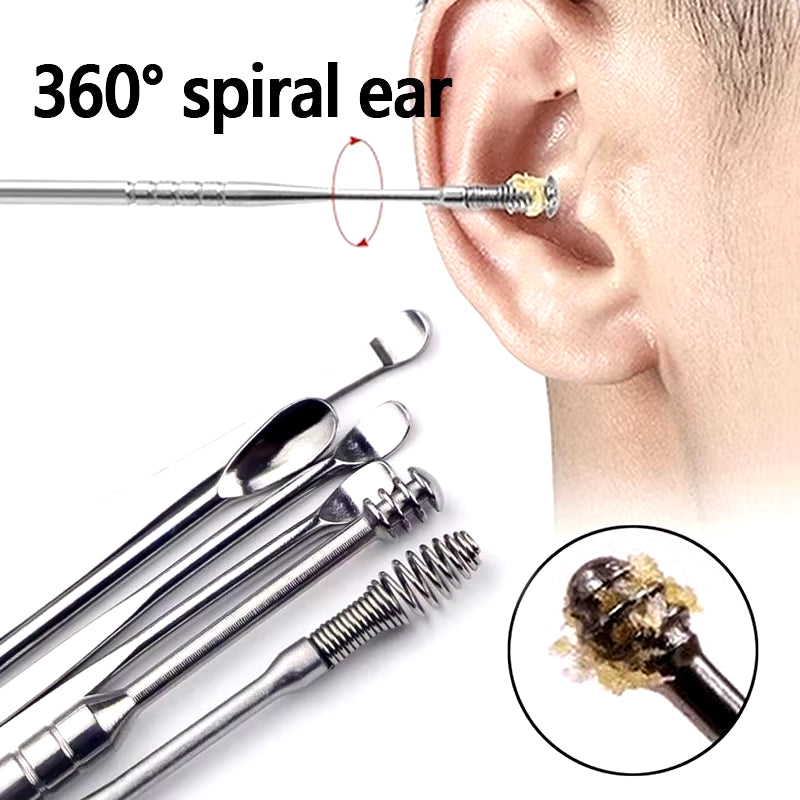 Ultimate 6-Piece Stainless Steel Ear Cleaner Set - Effective Ear Wax Removal & Piercing Kit for Perfect Ear Care