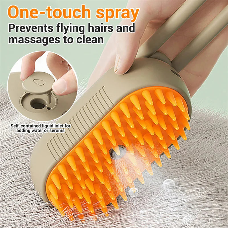 Pamper Your Pets with the Purr-fect 3-in-1 Furry Spa Day Steam Brush!