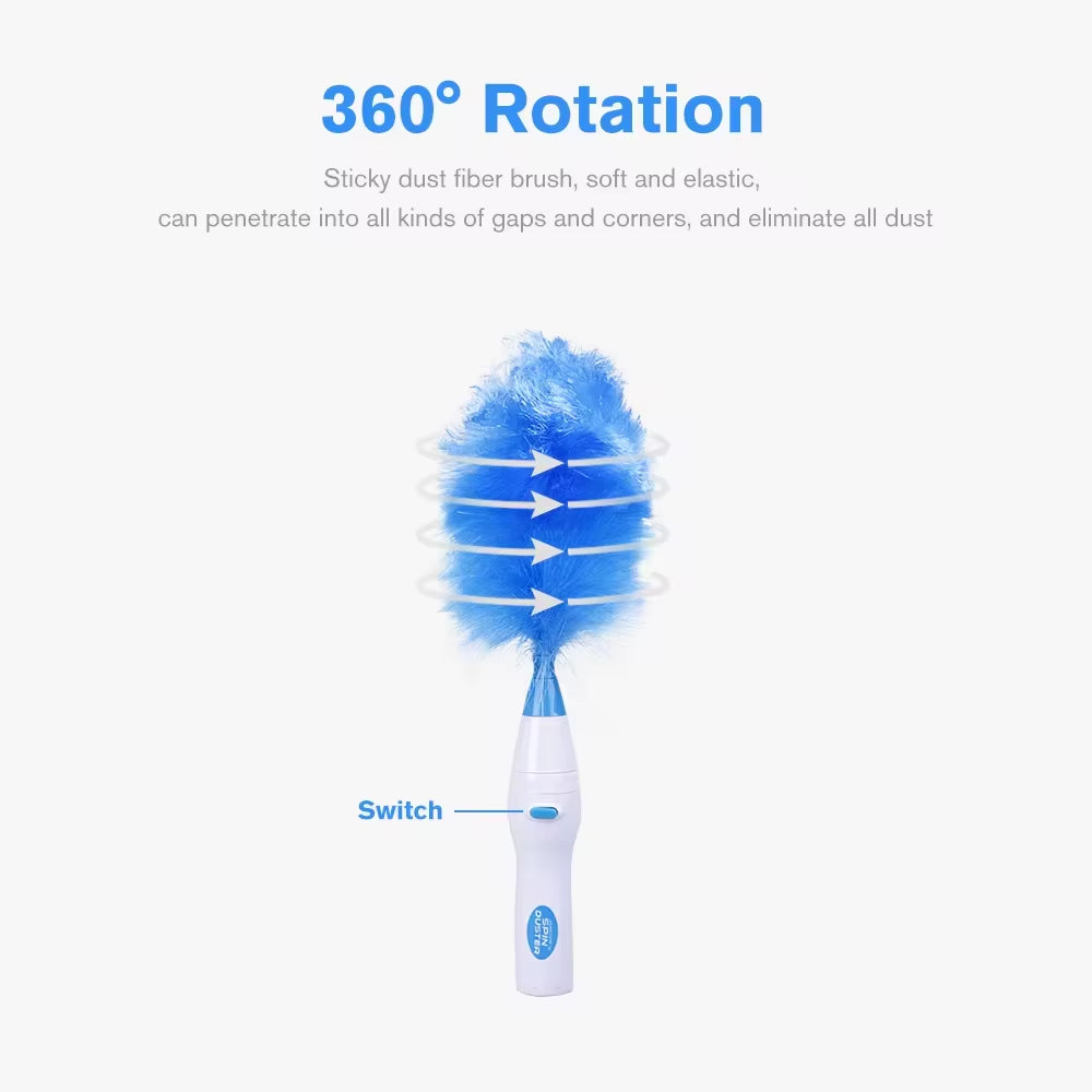 360° Rotatable Electric Feather Duster - Ultimate Dusting & Cleaning Tool for Home, Furniture, Windows & Carpets