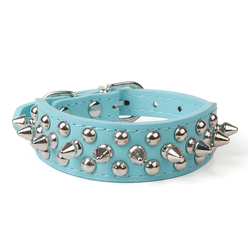 Stylish Spiked Studded Leather Dog Collar - Adjustable for Small to Large Pets, Perfect for Cats and Pit Bulls