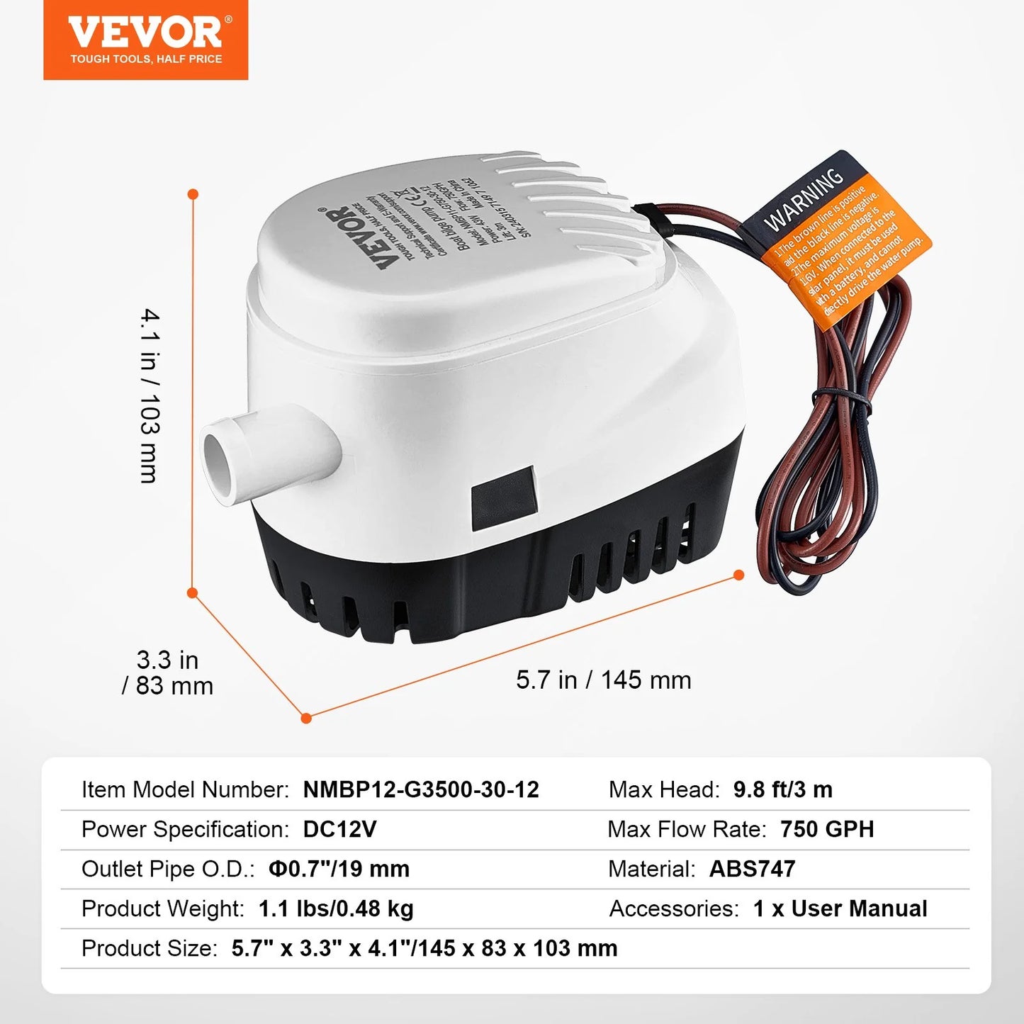 VEVOR's Aquatic Squirrel Squeezer: 750 Gallons Per Hour of Boat Water Vanishing Magic with a Floaty Thingy for Submersible Shenanigans!