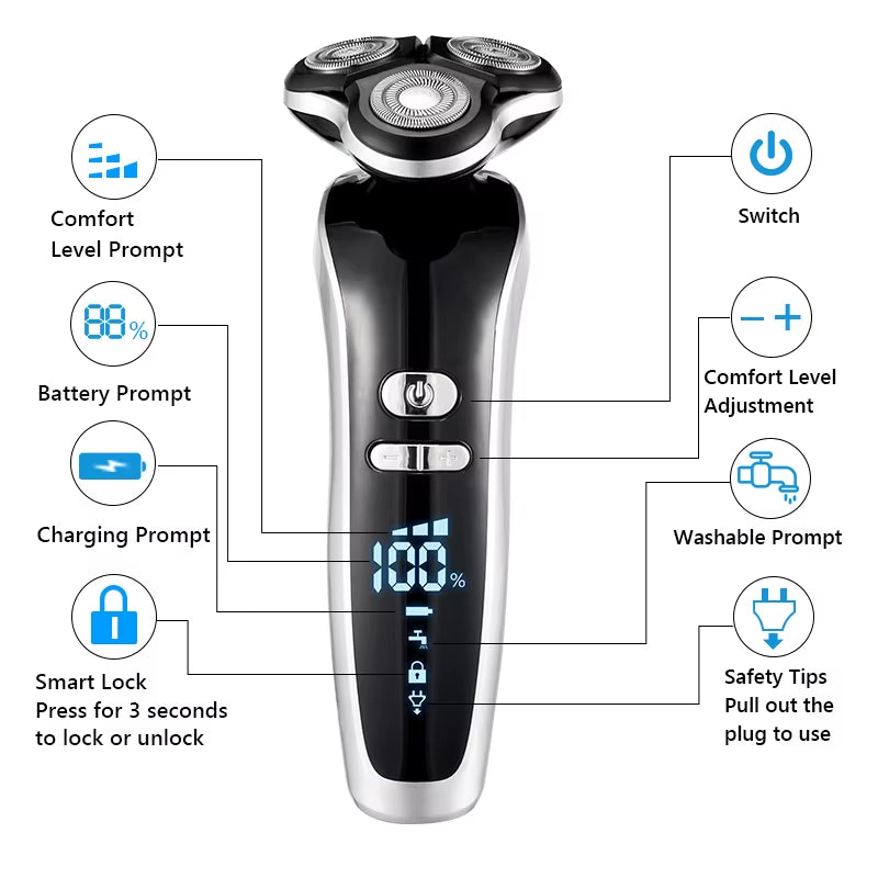 New Electric Shaver for Men 4D Electric Beard Trimmer USB Rechargeable Professional Hair Trimmer Hair Cutter Adult Razor for Men