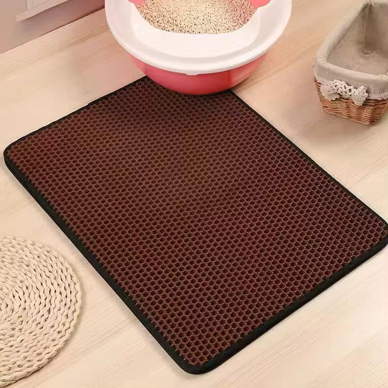 Double Layer Waterproof Cat Litter Mat - Non-Slip, Washable, and Easy to Clean with Bonus Gift!