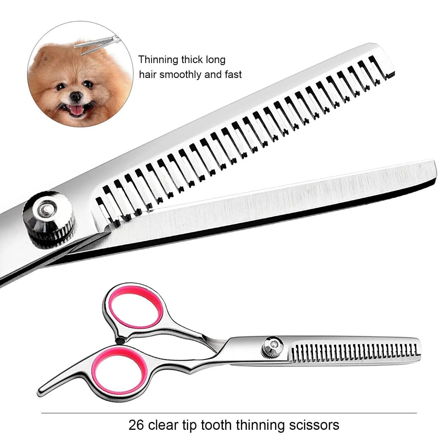 Premium Pet Dog Grooming Scissors Set - Stainless Straight, Curved & Thinning Shears for Perfect Grooming Results