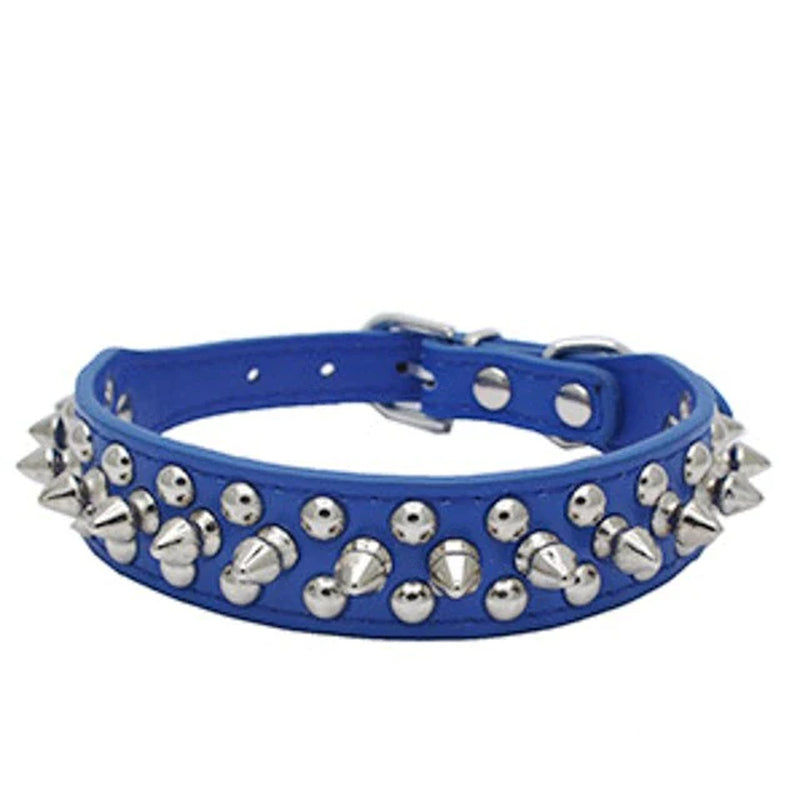 Stylish Spiked Studded Leather Dog Collar - Adjustable for Small to Large Pets, Perfect for Cats and Pit Bulls