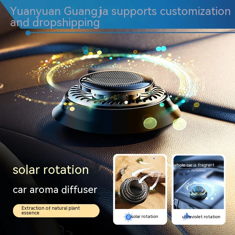 Solar-Powered Portable Kinetic Car Air Freshener - Double Ring Rotating Perfume Diffuser