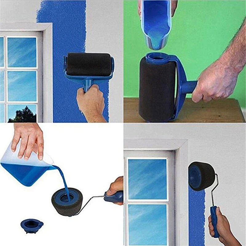 8-Piece Multifunctional Paint Roller Set with Corner Brushes - Easy DIY Wall Painting Tools for Home Improvement