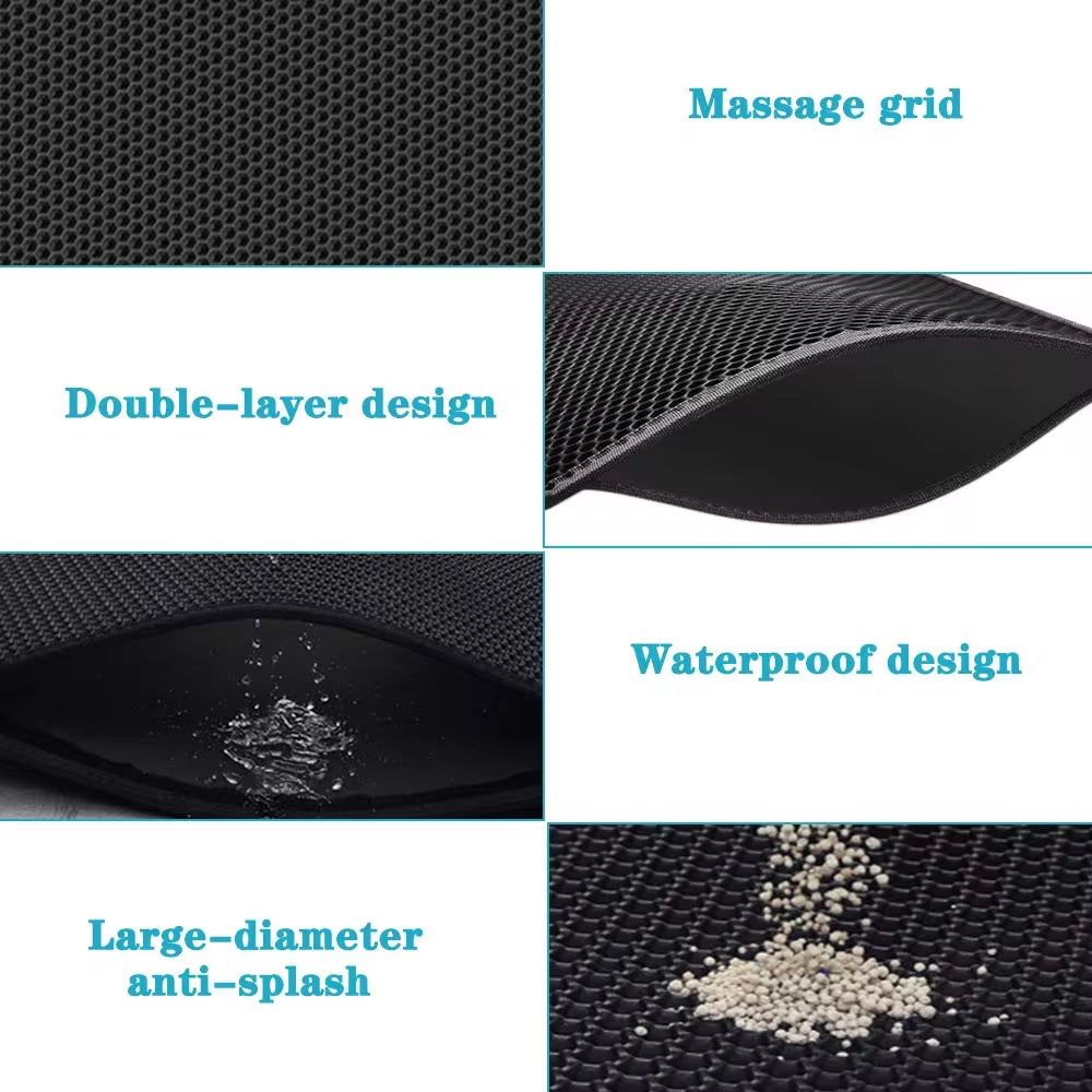 Double Layer Waterproof Cat Litter Mat - Non-Slip, Washable, and Easy to Clean with Bonus Gift!