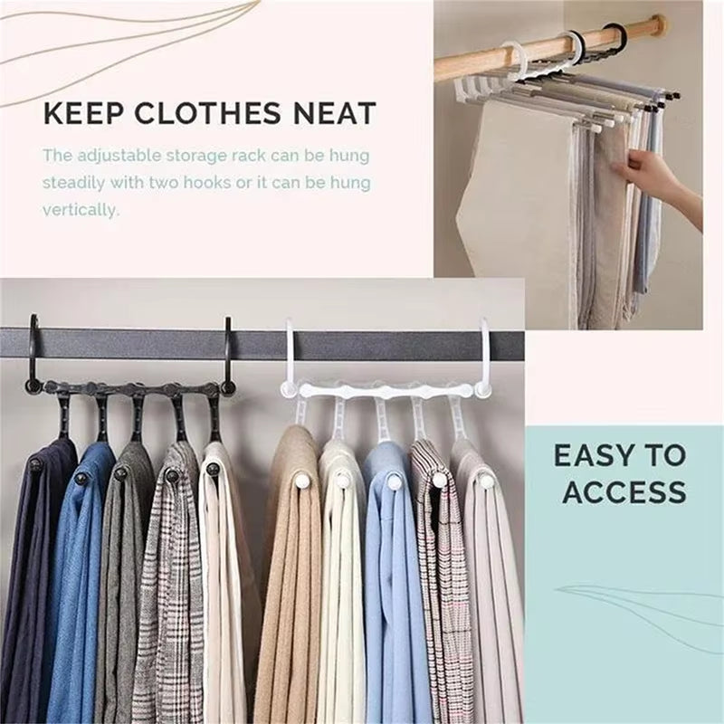 Space-Saving Adjustable Multi-Fold Pants Hangers for Organized Closets and Neatly Stored Clothes